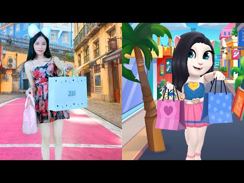 Imitate Angela Traveling to Europe - My Talking Angela 2 In The Real Life