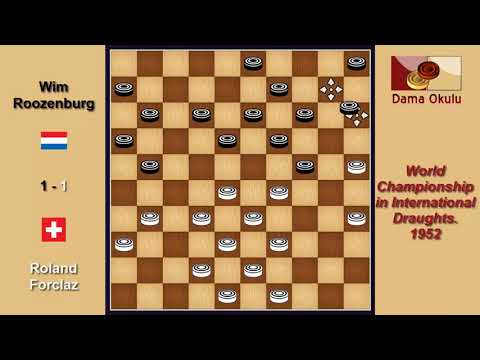 Roland Forclaz (SUI) - Wim Roozenburg (NLD). Draughts World Championship. 1952.