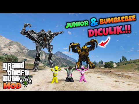 Junior Bumblebee and Mini Rangers Kidnapped by Starscream - GTA 5 MOD TRANSFORMERS