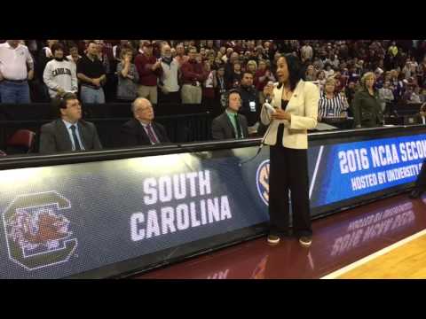 Dawn Staley thanks fans after NCAA tournament win
