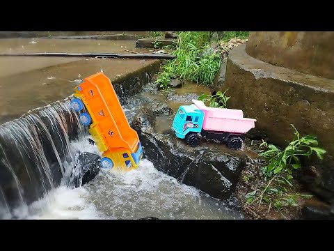 Watch Video Truck toy water fall accident and Rescue dumper truck | PJ Toy