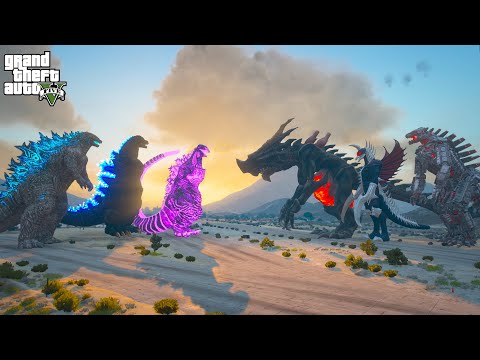 Godzilla, Shin Godzilla, Heisei Godzilla vs Mechagodzilla and Gigan Team - GTA 5 mods