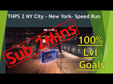 NY City - 50-50 grind joey's sculpture & All Goals in one Run in 2mins - THPS 1+2