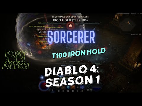 Sorcerer vs Nightmare Tier 100 Iron Hold Diablo 4 Season 1