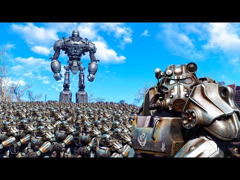 Synth Army attacks Brotherhood of Steel Airport! - Fallout 4 Cinematic NPC Battle