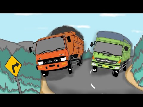 Truck Video " Contoh Gambaran Truck Muat Batu Bara Menabrak Bak Truck Dump " Versi Truck Animasi