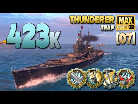 Battleship Thunderer: Huge game on map Trap [O7] - World of Warships