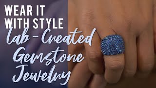 Blue Lab Alexandrite with White Zircon 18k Yellow Gold Over Silver June Birthstone Ring .57ctw Related Video Thumbnail