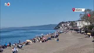 Düzcede Plajda Hafta Sonu Yoğunluğu