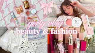 girly vlog: trying new makeup, organizing, vanity tour, & clothing haul ⋆౨ৎ˚⟡˖ ࣪