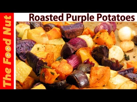 Oven Roasted Purple Potatoes Recipe - How To Bake Potatoes With Pearl Onions & Herbs | The Food Nut