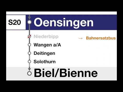 SBB Ansage • S20 • Oensingen ohne Halt bis Wangen a.d.A. (Bahnersatzbus)