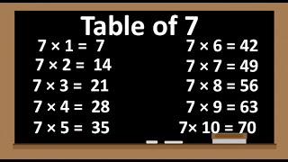 Table of 7, Table of seven, 7*1, Table of 7 for kids#mathematics #table