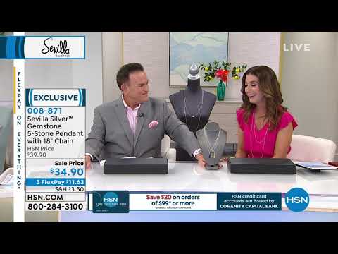 Sevilla Silver 4.47ctw Blue Topaz 5Stone Pendant