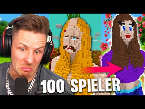 100 PLAYERS build my DREAM GIRL in MINECRAFT!!  (directly in love💕💞)