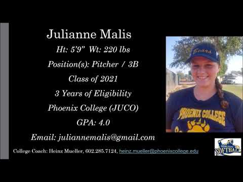 Julianne Malis Softball Skills Video - Pitcher 3B - Class of 2021 JUCO