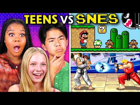 Teens Play Super Nintendo Games For The First Time! (Street Fighter, Punch-Out, Mario Kart)