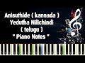 Anisuthide (mungaru male) Yedutha Nilichindi (vaana) Piano Notes, Midi File, Music Sheet and Karaoke