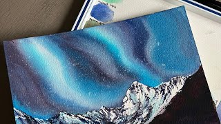 Northern Lights Watercolor Painting