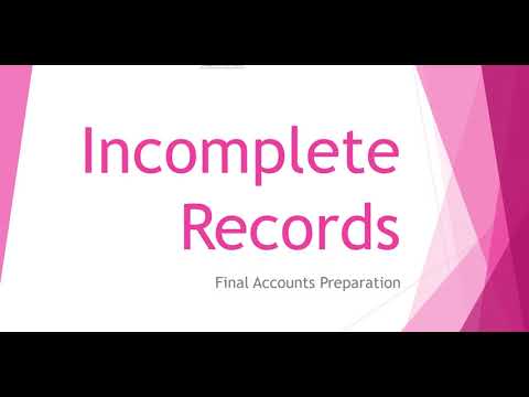 Incomplete records - 1 Accounting equation (AAT Level 3 AQ16 FAPR or Q22 FAPS)