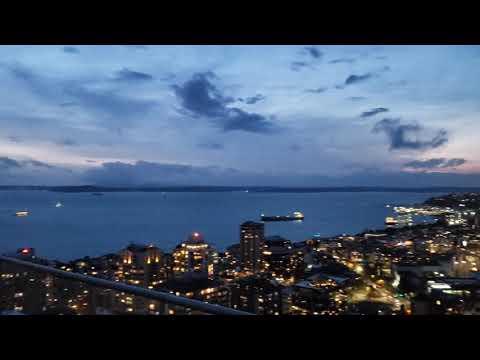 2020  Rooftop  Space Needle Seattle &  Puget Sound night light view