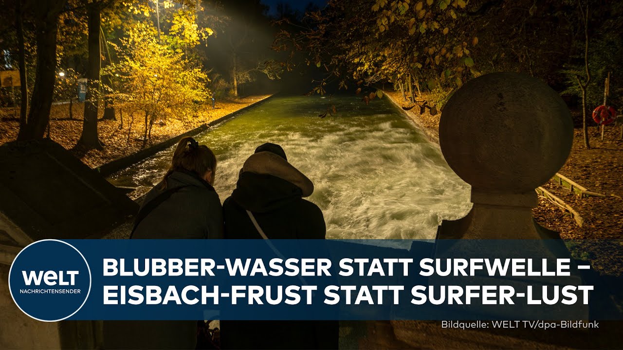 SURFER SAUER: Ikonische Münchner Eisbach-Welle futsch ‒ Bachbett wohl zu gründlich ausgekehrt
