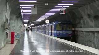 preview picture of video 'SL Tunnelbana / Metro at Mörby centrum station, Stockholm, Sweden'