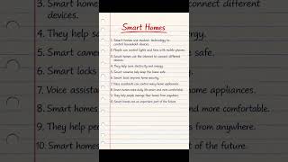 Smart Homes 10 Lines Essay in English