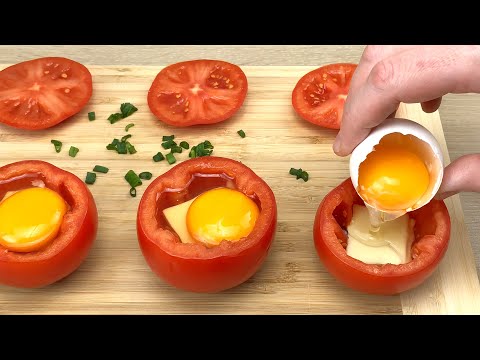 Legen Sie einfach ein Ei in eine Tomate und Sie werden begeistert sein! Frühstücksrezept #35