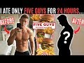 I ate nothing but FIVE GUYS for 24 HOURS and this is what happened...