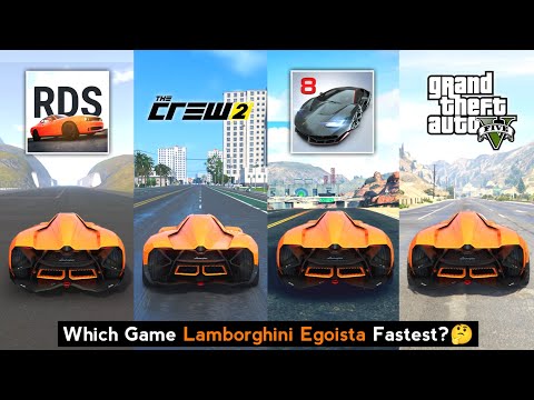 Lamborghini Egoista Top Speed in Real Driving School, The Crew 2, Asphalt 8 & GTA 5 - Car Gameplay