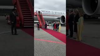 Danish PM Frederiksen receives PM Modi at airport 