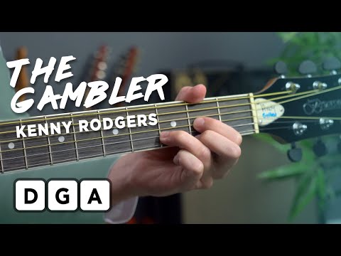 Kenny Rodgers - The Gambler guitar tutorial w/ chords on screen