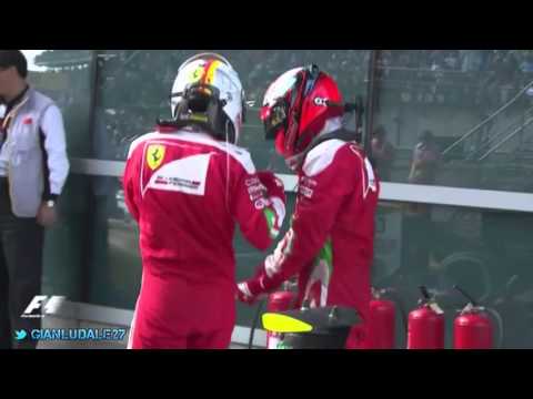 Kimi and Seb in parc fermé after the Chinese GP 2016