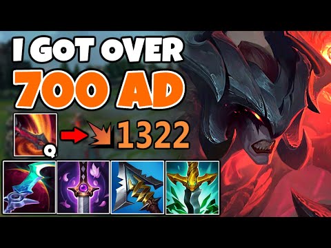 LETHALITY AATROX gets OVER 700 AD, this makes his Q HIT FOR 1300  | 12.15 - League of Legends