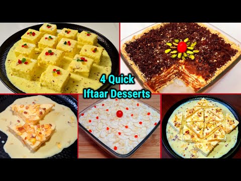 4 Delicious Dessert Recipes | Ramadan Iftar Dessert |4 बहुत स्वादिष्ट Desserts | Bread Malai dessert