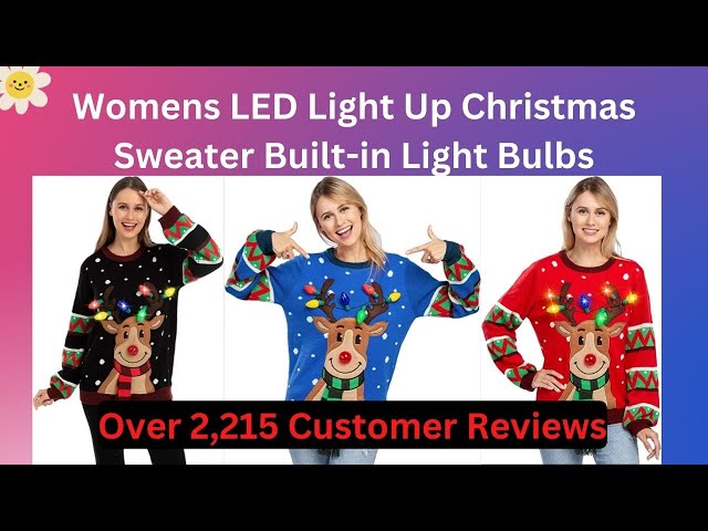 Vídeo relacionado con JOYIN Suéter feo de Navidad con luces LED para mujer con bombilla, Rojo -, M