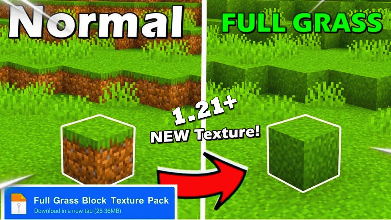 Full Grass Block Texture Pack | No Dirt Blocks in Minecraft PE/Bedrock 1.21+