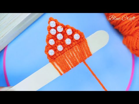 Woolen Flower Making With Ice Cream Stick | Super Easy Woolen Flower Making | Diy Woolen Flowers