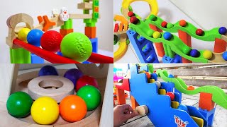 Marble Run Race ☆ TrixTrack Wave Slope & Wooden Stairs Course Compilation Long Video 30min