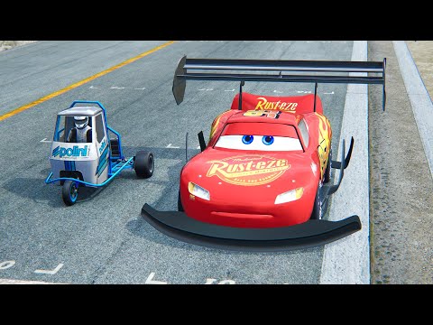 Lightning McQueen GTR vs Piaggio Ape Monster at Top Gear Track