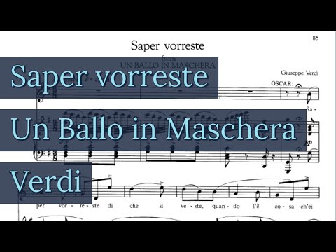 Saper vorreste Piano Accompaniment Verdi Un Ballo in Maschera Karaoke Soprano High Voice