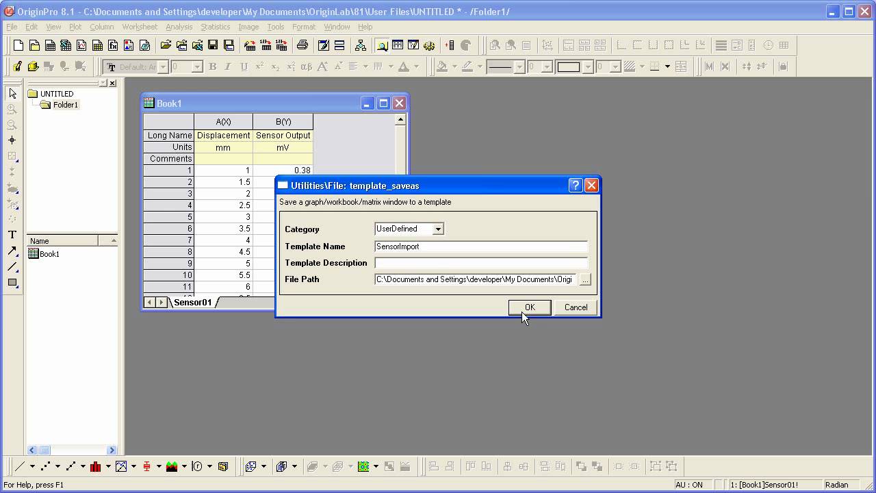 Importing Data: Origin 8: Part 2