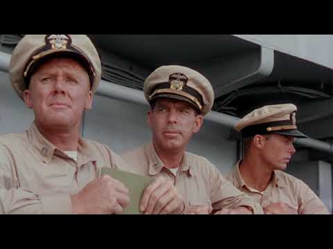 The USS Caine's execs board Admiral 'Bull' Halsey's aircraft carrier are shocked by competence.