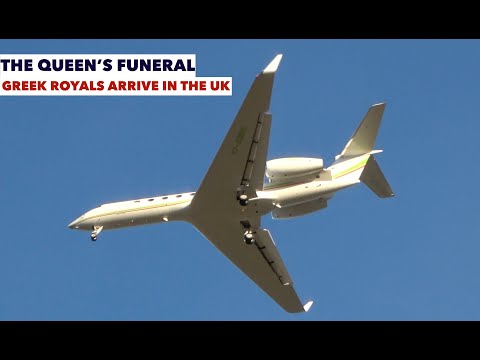 Greek Royals Arrive In The UK On Gulfstream G550 #thequeen #vip #royal