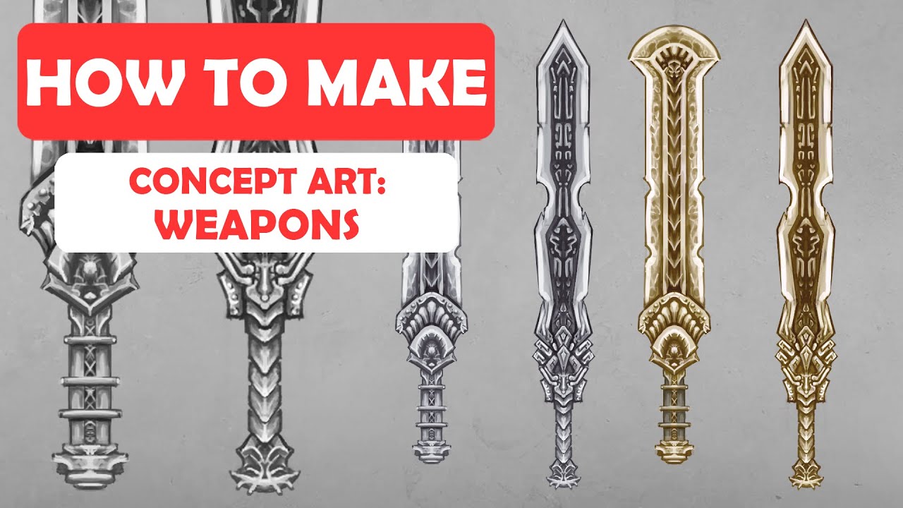 Concept Art Tutorial | How To Make: Concept Art for Weapons | Photoshop