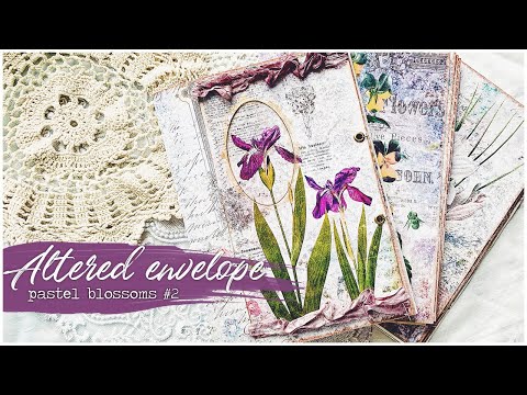 ALTERED WINDOW ENVELOPE Pocket | How to HINGE PAGES | Re-purposed JUNK MAIL | PASTEL BLOSSOMS #2