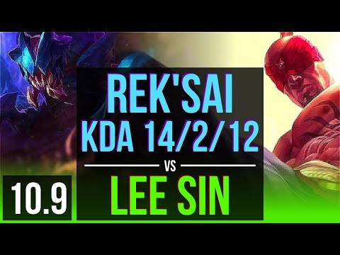 REK'SAI vs LEE SIN (JUNGLE) | KDA 14/2/12, Dominating | KR Diamond | v10.9