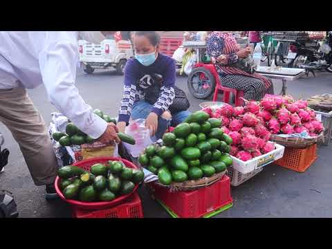 Fresh Fruits, Foods, Vegetables Market in Phnom Penh Cambodia