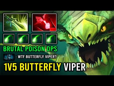 NEW 1v5 Butterfly Viper Just Stand & Hit Max Range Poison Slow DPS 100% Deleted Offlane Dota 2